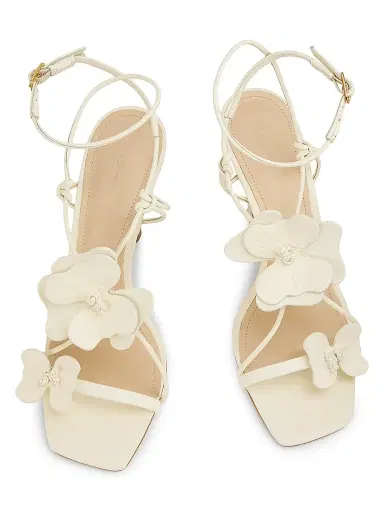 22élevé Women's 90MM Flower-Accent Leather Sandals - Canolli Cream - Size 12 | Thumbnail 4