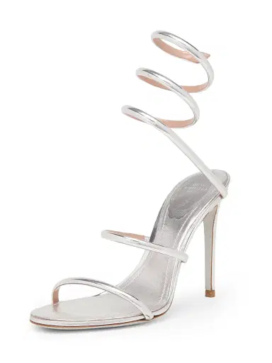 Rene Caovilla Women's Cleo 105MM Leather Sandals - Silver Mirror Calf | Thumbnail 2