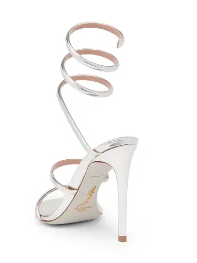 Rene Caovilla Women's Cleo 105MM Leather Sandals - Silver Mirror Calf | Thumbnail 3