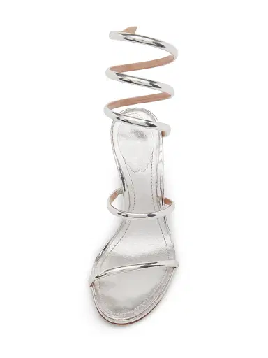 Rene Caovilla Women's Cleo 105MM Leather Sandals - Silver Mirror Calf | Thumbnail 4