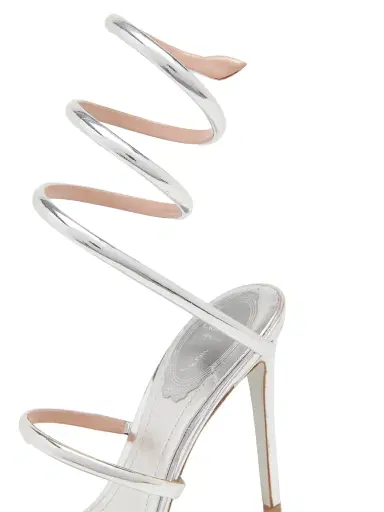 Rene Caovilla Women's Cleo 105MM Leather Sandals - Silver Mirror Calf | Thumbnail 5