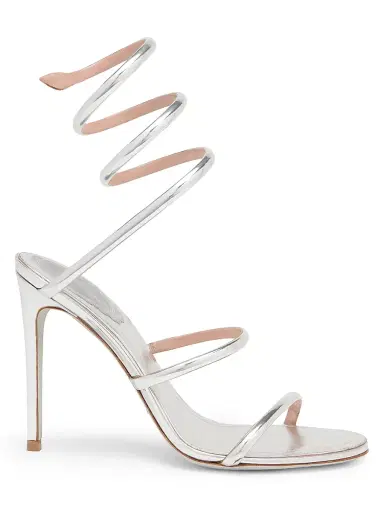 Rene Caovilla Women's Cleo 105MM Leather Sandals - Silver Mirror Calf | Thumbnail 1