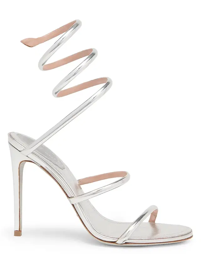 Rene Caovilla Women's Cleo 105MM Leather Sandals - Silver Mirror Calf
