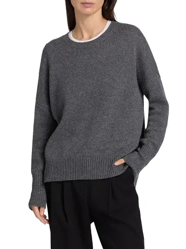 Lisa Yang Women's Mila Cashmere Relaxed-Fit Sweater - Graphite - Size Small | Thumbnail 3