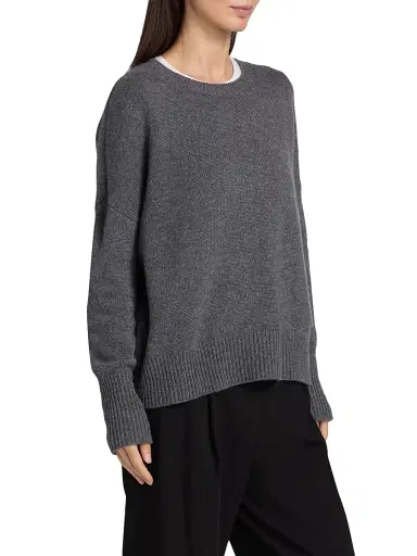 Lisa Yang Women's Mila Cashmere Relaxed-Fit Sweater - Graphite - Size Small | Thumbnail 4