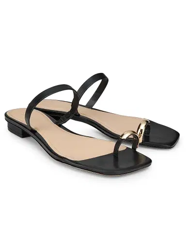 22élevé Women's Leather Toe Ring Sandals - Black - Size 11 | Thumbnail 2
