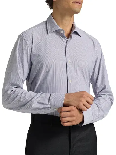 Saks Fifth Avenue Men's COLLECTION Vertical Mini-Striped Button-Front Shirt | Thumbnail 6 Saks Fifth Avenue Men's COLLECTION Vertical Mini-Striped Button-Front Shirt | Thumbnail 6