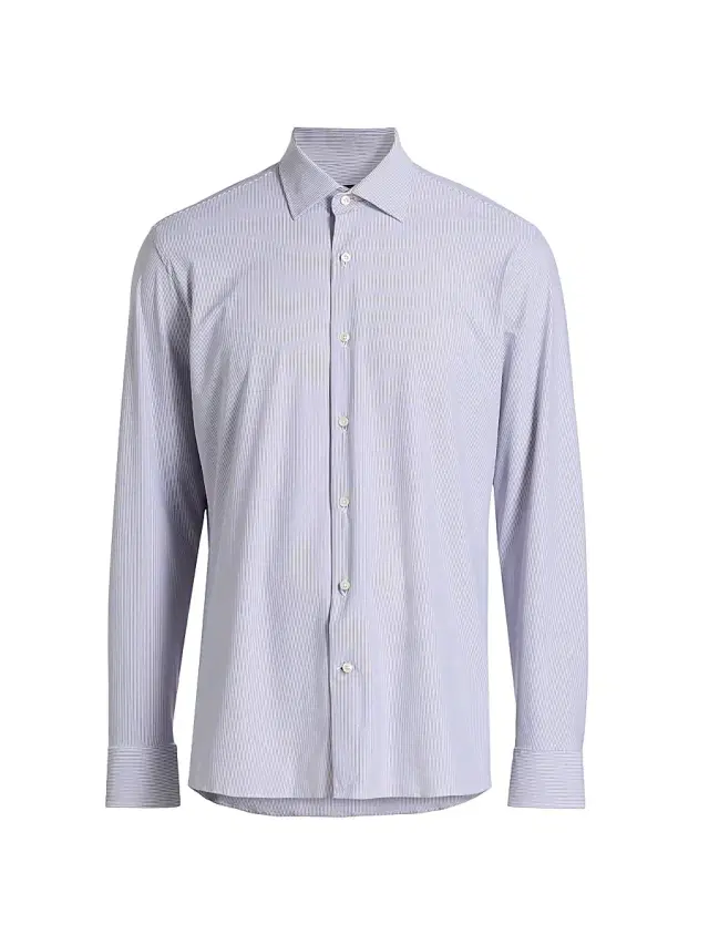 Men's COLLECTION Vertical Mini-Striped Button-Front Shirt - Purple
