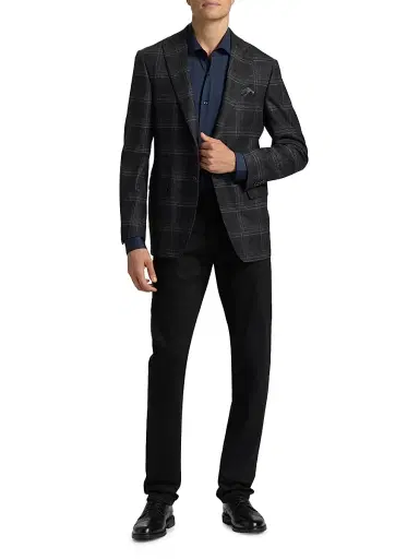 Saks Fifth Avenue Men's COLLECTION Stretch Soild Shirt - Navy | Thumbnail 2