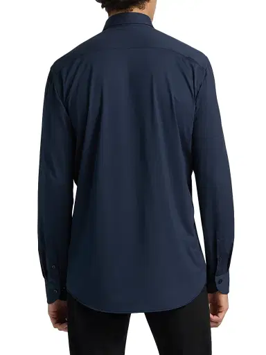 Saks Fifth Avenue Men's COLLECTION Stretch Soild Shirt - Navy | Thumbnail 5