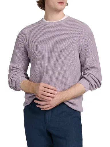 Saks Fifth Avenue Men's Garment-Dyed Ribbed Sweater - Purple - Size XXL | Thumbnail 3