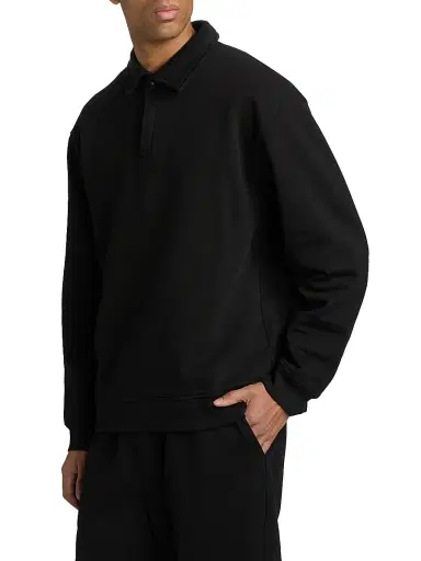 Saks Fifth Avenue Men's Foundation Johnny-Collar Fleece Polo Shirt | Thumbnail 4 Saks Fifth Avenue Men's Foundation Johnny-Collar Fleece Polo Shirt | Thumbnail 4