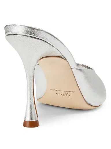 22élevé Women's 90MM Leather Peep-Toe Mules - Silver - Size 10 | Thumbnail 3