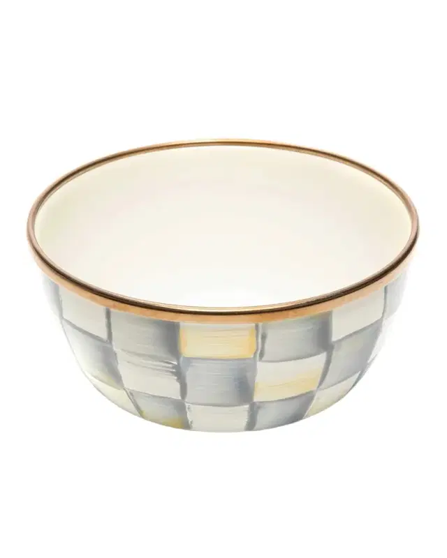 MacKenzie-Childs 4.5" Sterling Check Enamel Pinch Bowl