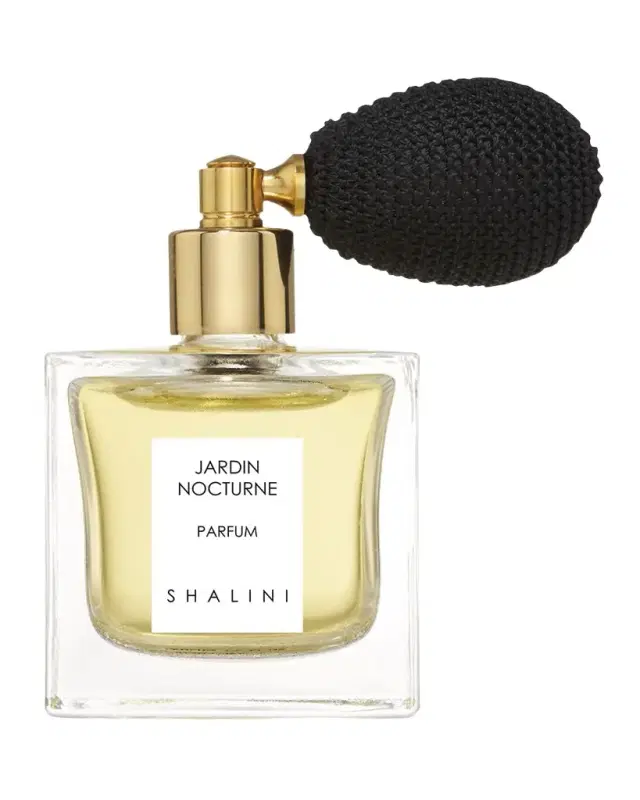 Shalini Parfum Jardin Nocturne Cubique Glass Bottle with Black Bulb Atomizer, 1.7 oz./ 50 mL