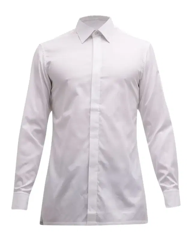 Men 's Slim Fit Covered Placket Dress Shirt