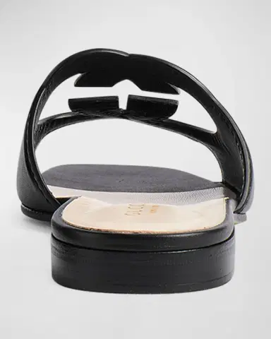 Gucci Leather Logo Cutout Flat Sandals | Thumbnail 2