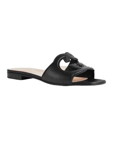 Gucci Leather Logo Cutout Flat Sandals | Thumbnail 1
