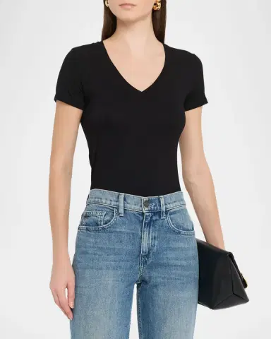 MAJESTIC FILATURES Soft Touch Short-Sleeve V-Neck Top | Thumbnail 4 MAJESTIC FILATURES Soft Touch Short-Sleeve V-Neck Top | Thumbnail 4