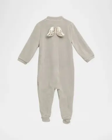 Marie-Chantal Girl's Velour Golden Angel Wing Footie Pajamas | Thumbnail 2