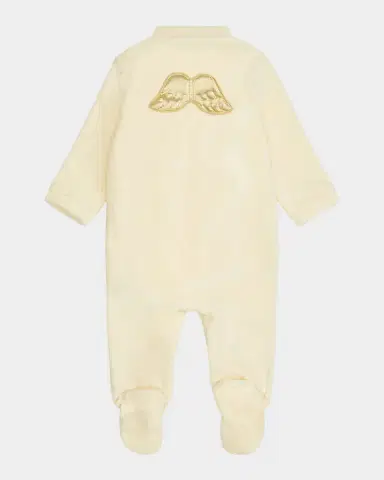 Marie-Chantal Girl's Velour Golden Angel Wing Footie Pajamas | Thumbnail 4