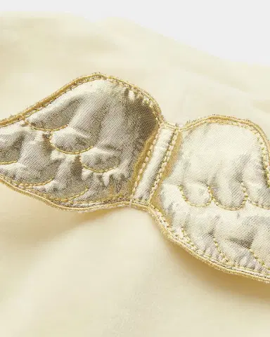 Marie-Chantal Girl's Velour Golden Angel Wing Footie Pajamas | Thumbnail 5