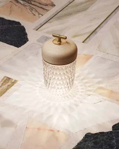 Saint Louis Crystal Folia Clear Woodbrushed Brass Finish Portable Lamp | Thumbnail 3 Saint Louis Crystal Folia Clear Woodbrushed Brass Finish Portable Lamp | Thumbnail 3