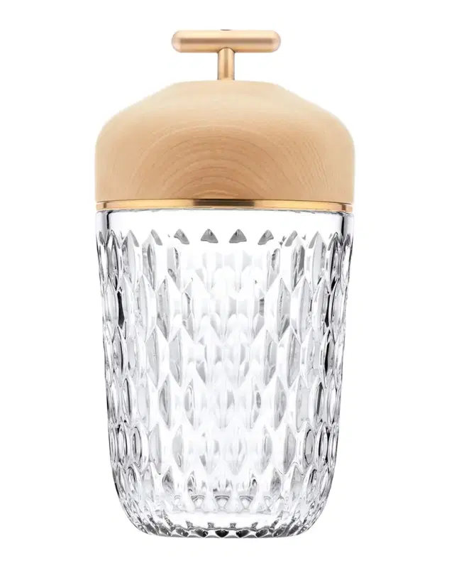 Saint Louis Crystal Folia Clear Woodbrushed Brass Finish Portable Lamp