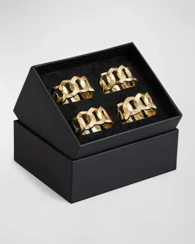 L'Objet Cuban Link 24K Gold Napkin Rings Jewels, Set of 4 | Thumbnail 2 L'Objet Cuban Link 24K Gold Napkin Rings Jewels, Set of 4 | Thumbnail 2