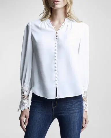 L'AGENCE Ava Lace-Cuff Blouse | Thumbnail 4