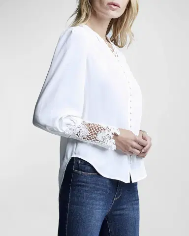 L'AGENCE Ava Lace-Cuff Blouse | Thumbnail 6