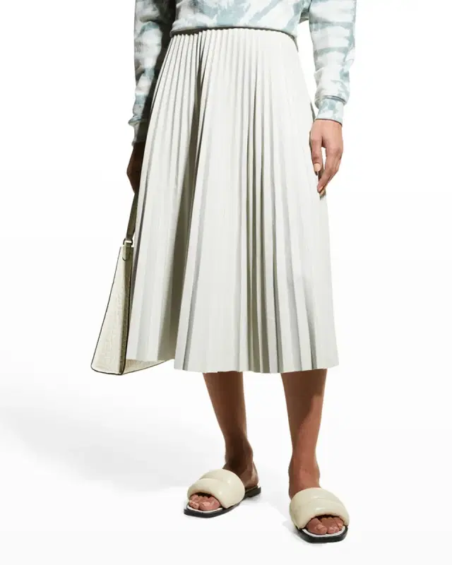 Proenza Schouler White Label Pleated Vegan Leather Midi Skirt