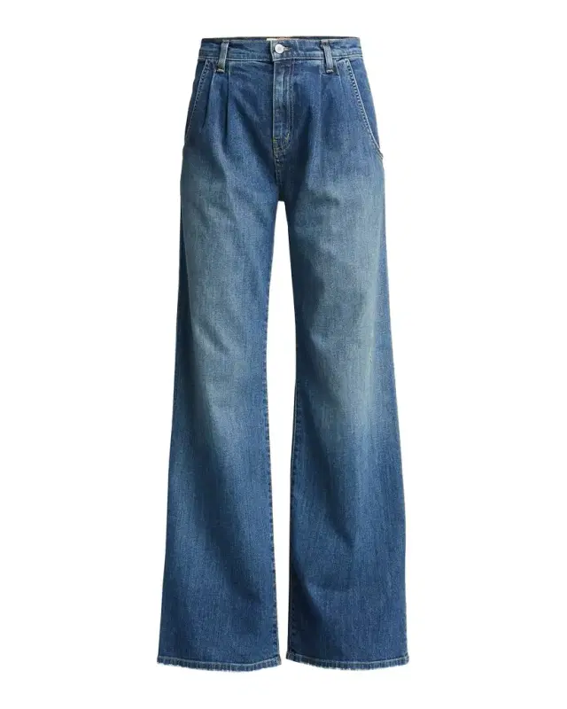Nili Lotan Flora Pleated Wide-Leg Trouser Jeans