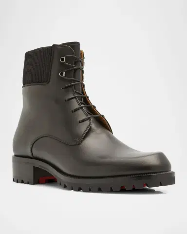 Christian Louboutin Men's Trapman Red Sole Leather Combat Boots | Thumbnail 3