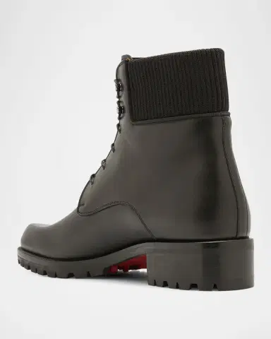 Christian Louboutin Men's Trapman Red Sole Leather Combat Boots | Thumbnail 4
