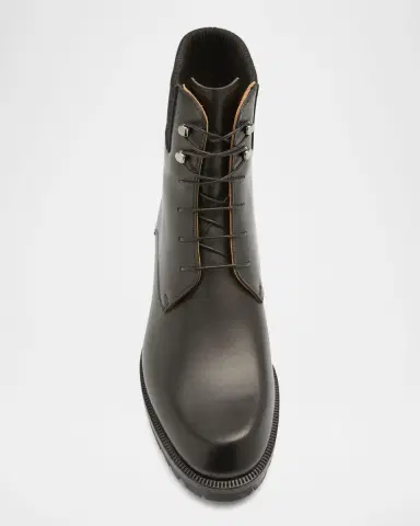 Christian Louboutin Men's Trapman Red Sole Leather Combat Boots | Thumbnail 5