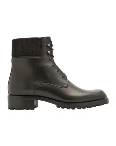 Christian Louboutin Men's Trapman Red Sole Leather Combat Boots | Thumbnail 1