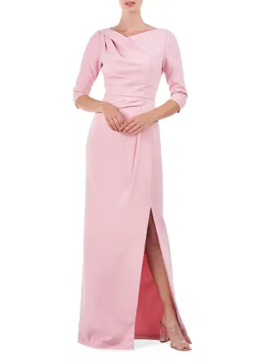 Kay Unger Women's Margerite Pleated Column Gown - Pink Mauve - Size 6 | Thumbnail 2