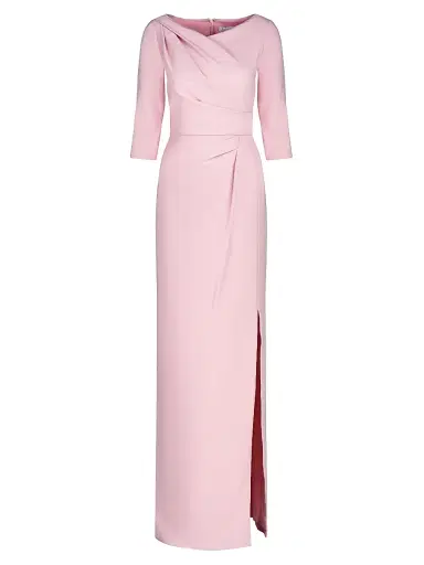 Kay Unger Women's Margerite Pleated Column Gown - Pink Mauve - Size 6 | Thumbnail 1