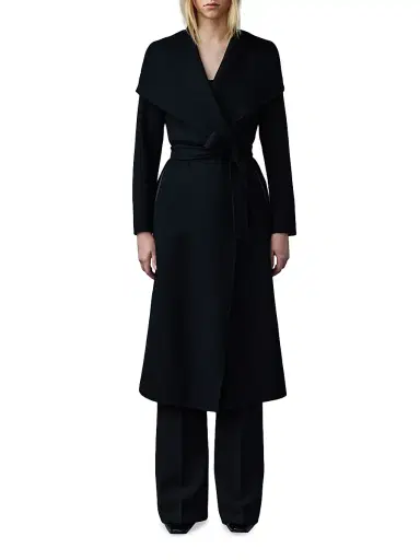 Mackage Women's Belted Light Wool Coat - Black - Size XL | Thumbnail 3