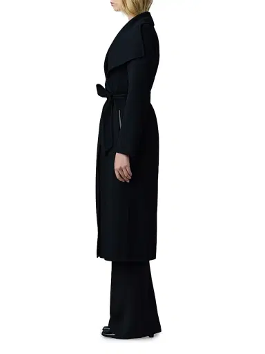 Mackage Women's Belted Light Wool Coat - Black - Size XL | Thumbnail 4