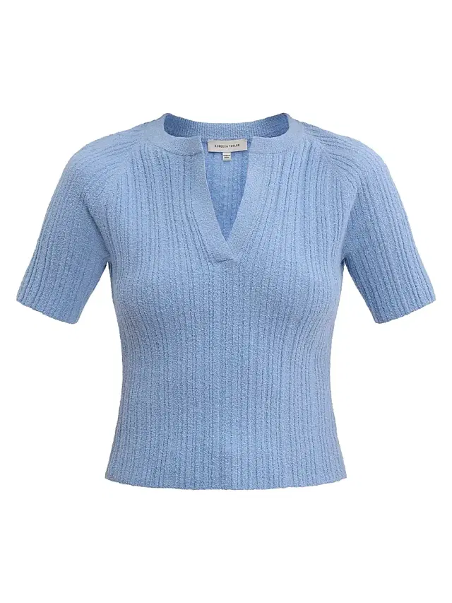 Rebecca Taylor Women's Bouclé Knit Cotton Blend Sweater - Azure