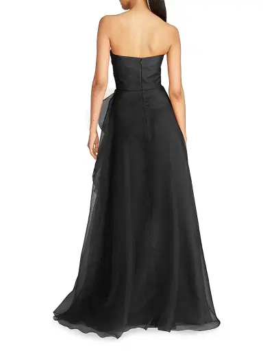 Theia Women's Teresa Draped Tulle Gown - Black | Thumbnail 4