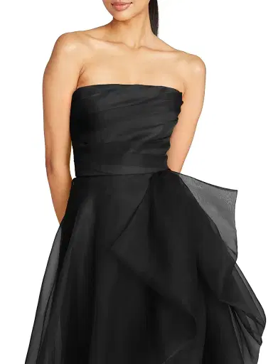 Theia Women's Teresa Draped Tulle Gown - Black | Thumbnail 5