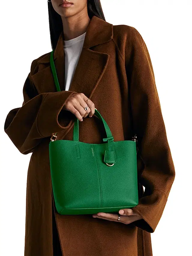 Maison de Sabre Women's  Leather Soft Tote Bag - Emerald Lily