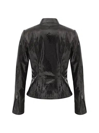 Gorski Women's Metis Suede Python Printed Zip Jacket - Anthracite | Thumbnail 2
