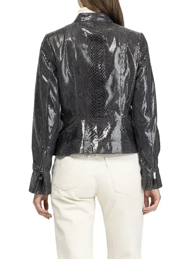 Gorski Women's Metis Suede Python Printed Zip Jacket - Anthracite | Thumbnail 5