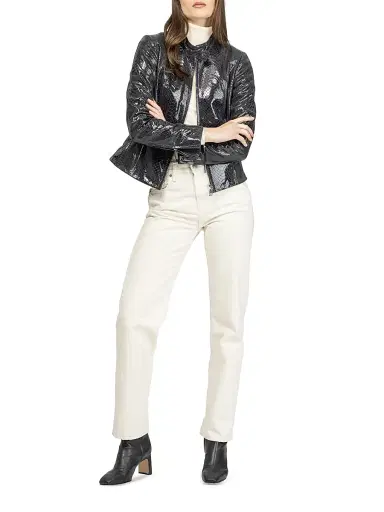 Gorski Women's Metis Suede Python Printed Zip Jacket - Anthracite | Thumbnail 6