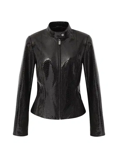 Gorski Women's Metis Suede Python Printed Zip Jacket - Anthracite | Thumbnail 1