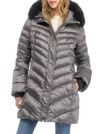 Gorski Women's Apres-ski Jacket with Detachable Toscana Lamb Hood Trim - Griege - Size XL | Thumbnail 2